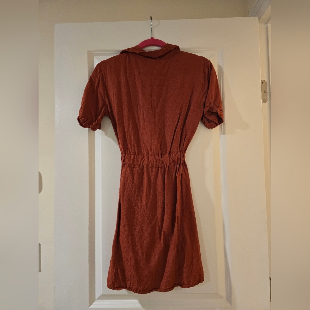 Rust Button-Up Shirt Dress - Picture 4 of 4